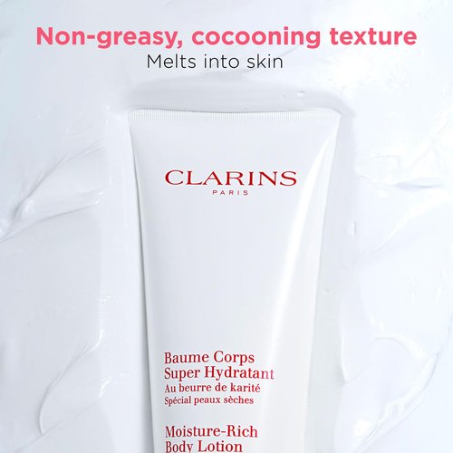 Clarins Moisture-Rich Body Lotion | Intensely Hydrates | Nourishes, Softens and Smoothes | Non-Greasy and Fast Absorbing | 88% Natural Ingredients | Body Cream With Shea Butter | For Dry Skin Types