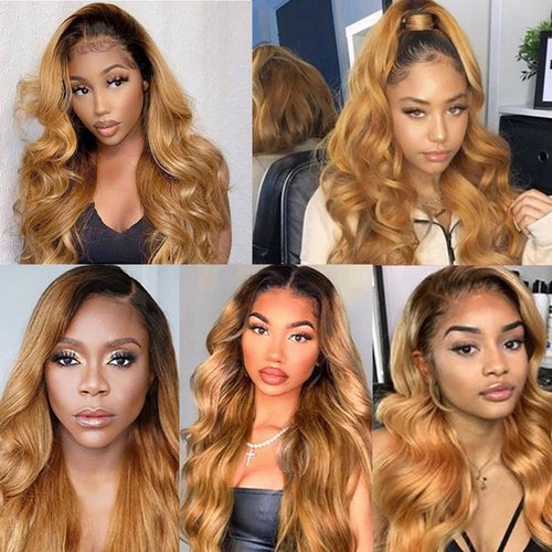 1B27 Ombre Body Wave Bundle Blonde Human Hair 3 Bundles 100% Unprocessed Virgin Hair Brazilian Double Weft Extensions Blonde Color 8 10 12 Inch For Women