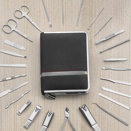 Manicure Pedicure Kit 26 Pieces, Professional Nail Clippers Set Stainless Steel with Leather Case, Portable Nail Care Tools for Home Use, Gift Idea (Black)