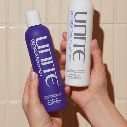 UNITE Hair - BLONDA Toning Shampoo - Purple Formula to Neutralize Brassiness & Brighten Blonde Tones - Ideal for Highlighted & Color-Treated Hair, 8 Fl Oz