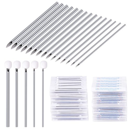 DJCIW 100PCS Mixed Body Piercing Needles,12G 14G 16G 18G 20G Sterilized Stainless Steel Ear Nose Piercing Needles For All Body Piercing