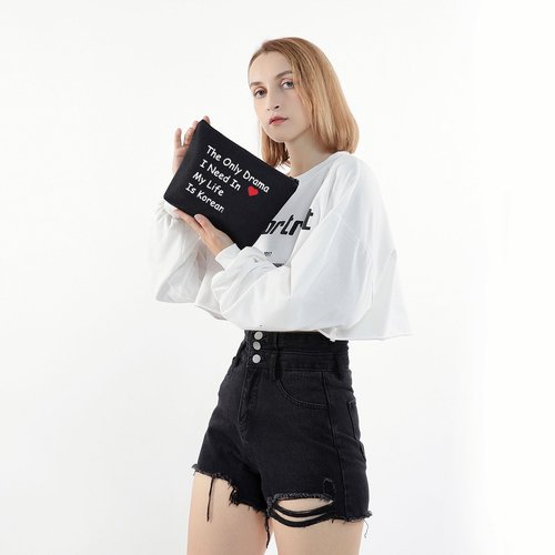 BLUPARK Korean Drama Lover Makeup Bag The Only Drama I Need In My Life Is Korean Cosmetic Bag for K-drama Mom (The Only Drama-BK)