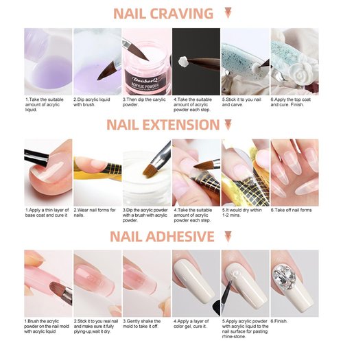 Nail Kit For Beginners With Everything Acrylic Nail Kit With Drill & Lamp Glitter Powder DIY Salon For Women