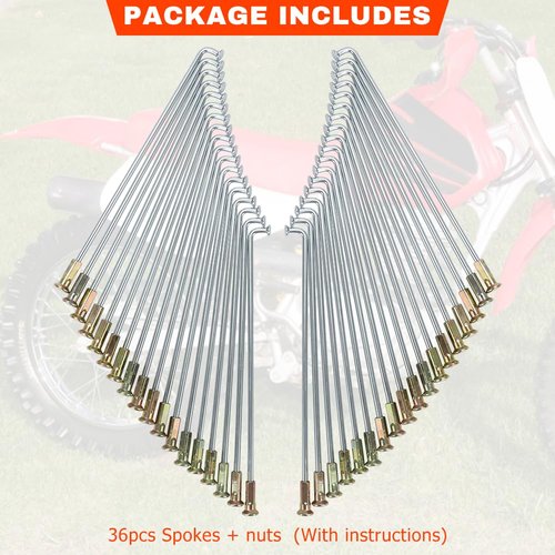 Motoparty Rear Wheel Spoke for Honda XR100R CRF100F Replacement for OEM 97228-42138-K0 97658-42137-K0 16"Spokes for Motorcycles (36pcs Spokes + Nuts Set)