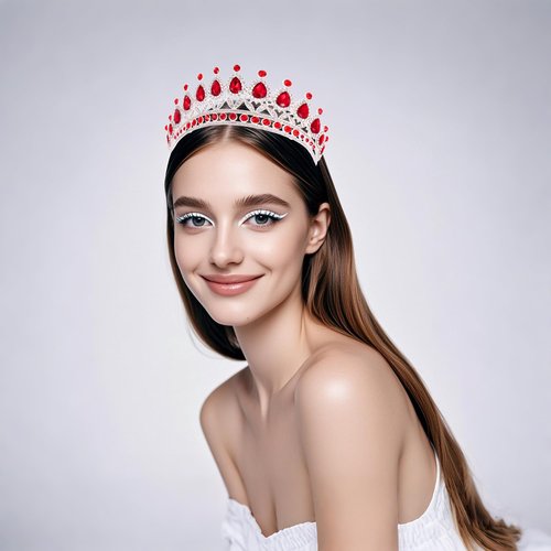 Kamirola Tiaras Princess Crowns for Women and Girls Crystal Headbands for Bridal, Princess for Wedding and Party(TR21) (Silver & Red)