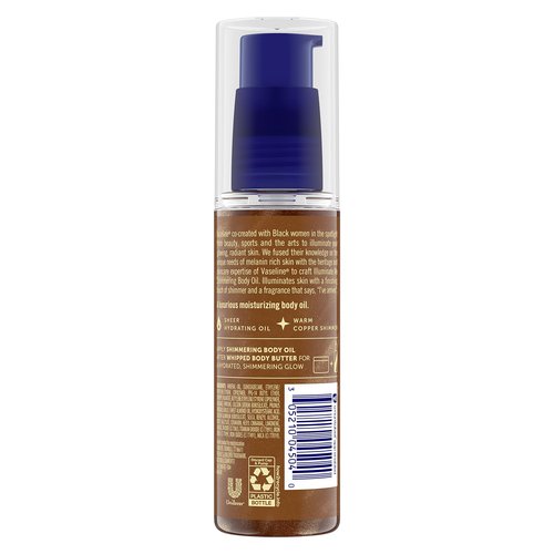 Vaseline Illuminate Me Shimmering Body Oil 3, Travel-Friendly 2-Pack – Glow Up Essentials for Melanin-Rich Skin, 3.3 Oz Ea