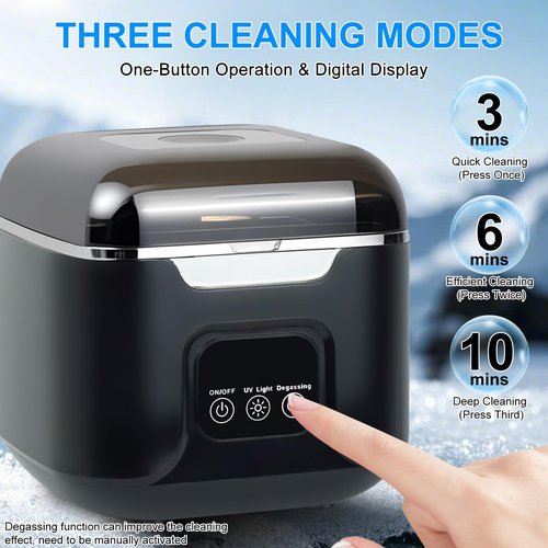 PIGETALE Ultrasonic Retainer Cleaner, 48kHz Sonic Denture Cleaner Machine, 24W Dental Cleaning Pod for Dentures, Night Mouth Guards, Jewelry, Aligner, Braces, 240ML, 3 Cleaning Modes, Digital Timer