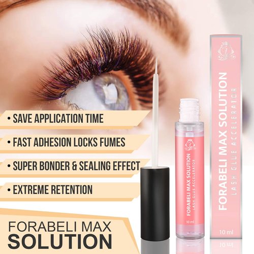 Forabeli Lash Bonder for Eyelash Extensions - Max Solution Fast Cure, Boosts Retention, Reduces Sensitivity, Pro-Grade Bonding Accelerator