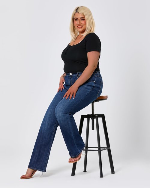 POTADY Women's Plus Size Bell Bottom Jeans High Rise Flare Jean Skinny Stretchy Denim Pants, 18R