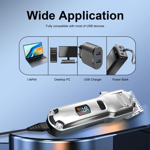 Pinkind USB Charger Cable Compatible with oneisall Low Noise Dog Clippers Model RFC-676 Only, Power Cord for oneisall Rechargeable Stainless Steel Blade Pet Shaver(for RFC-676 Only)