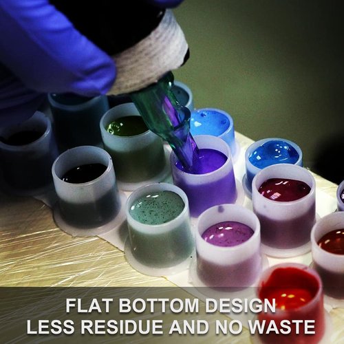 Tattoo Ink Caps Large - Autdor 1000Pcs Tattoo Cups 17mm Disposable Tattoo Ink Cups With Base Microblading Pigment Caps for Tattoo Permanent Makeup Container Cap Tattoo Accessories Tattoo Supplies