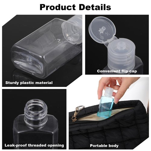 80 Pcs 1 oz Travel Bottles - Hand Sanitizer Bottle Mini Clear Bottles with Flip Caps, Portable Empty Refillable Containers for Shower Gel, Face Creams, Body Lotions