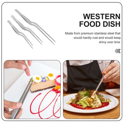 Healifty 3pcs Stainless Steel ENT Tweezers Kitchen Tweezer Bayonet Forceps Beauty Tweezer (Silver)