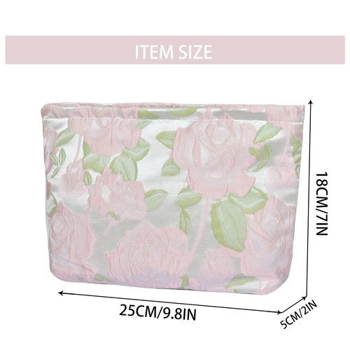 KeYaMee Make Up Bag Cosmetic Bags for Travel Women Corduroy Organizer Pouch Toiletry Bags with Zipper Large Capacity Gift for Girls Mom 22 pink