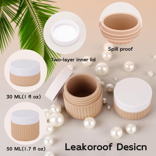 KOUWICH 8 Pack Travel Bottles TSA Approved 1oz 3oz Leak Proof Silicone Squeezable Containers in Clear Bag for Cosmetic Face Hand Body Cream