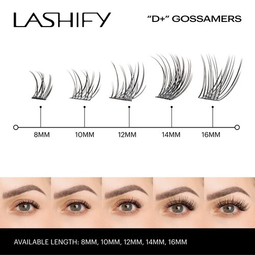 Lashify Drama Plus+ 12mm Gossamer Eyelash Extensions Refill in Black, Easy DIY False Lashes for the Most Delicate, Natural and Long Lasting Look