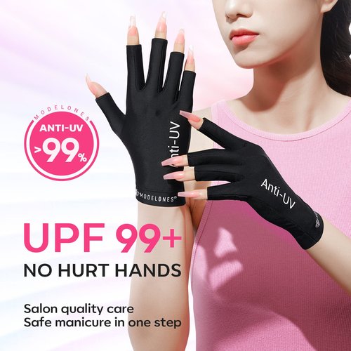 modelones Gel UV LED Nail Lamp with UV Gloves and Nail Art Brushes Set, Nail Art Design Pen Painting Tools with Nail Extension Gel Brush, Nail Art Liner Brush and Nail Dotting Pen for Gel Polish Mani