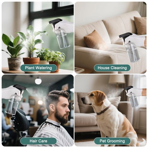 Aurnoet Spray Bottle for Plant - 12.85oz/380ml Fine Mister Plastic Empty Spray Bottles, Clear Water Spray Bottle for Plants, Hair, Cleaning - BPA Free - Leak Proof