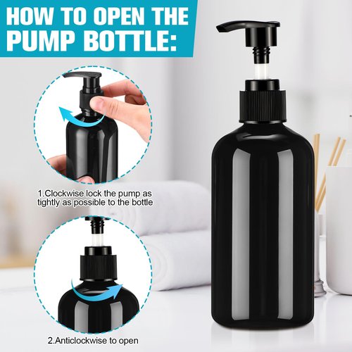 CroBlissful 24 Pcs Empty Plastic Pump Bottles 8oz Refillable Lotion Pump Bottle Containers with Black Dispenser for Shampoo, Conditioner, Face Cream, Massage Oil, Liquid Soap