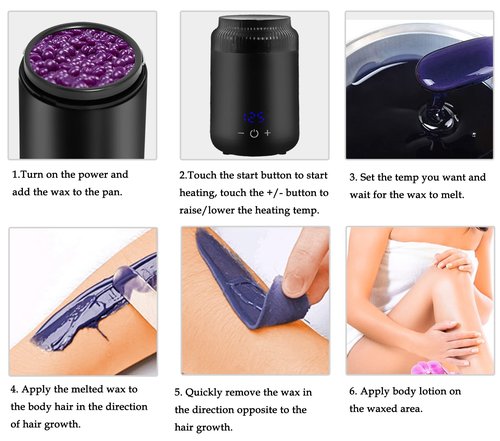 Podoy Mini Wax Pot Warmer for Hair Removal, Small Portable Travel Wax Melt Heater Machine Digital Display for SPA Salon Brow Body Nose Upper Lip Hair Waxing with 100 Waxing Sticks