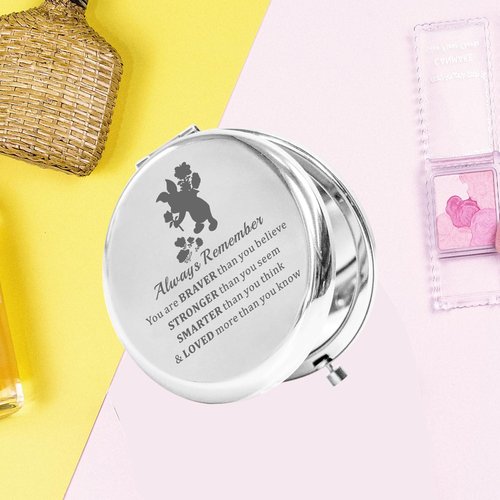 KEYCHIN Pig Pocket Mirror Pink Pig Fans Gifts You are Braver Stronger Smarter Than You Think Pig Compact Mirror (Pig-S)