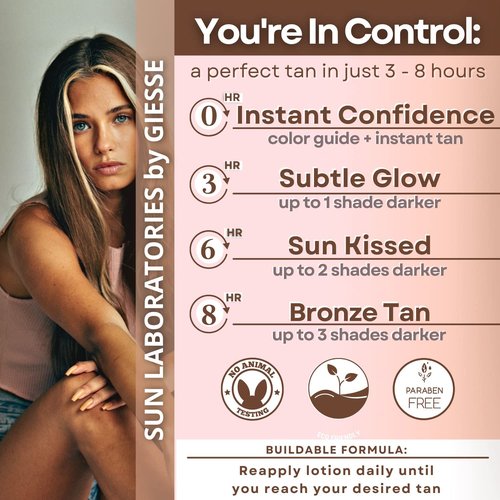Sun Laboratories By Giesee Tan Overnight Sunless Tanning Lotion and Tanning Mitt - Self Tanning Lotion, Organic Self Tanner Ultra Dark, Pregnancy Safe, Non-Toxic, Instant Long Lasting, Travel Size