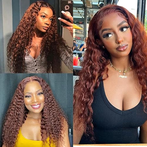 Color #30 Human Hair Deep Wave Bundles 8A Grade Peruvian Virgin Hair 3 Bundles 12 14 16 Inch Brown Hair Extensions