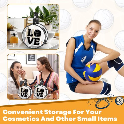Yeyeplum 20 Pcs Volleyball Gifts Makeup Bag Clear Waterproof PVC Volleyball Cosmetic Bags Travel Toiletry Zipper Pouch Round Portable Sport Cosmetic Case for Women Girls Team Gift Party Favors