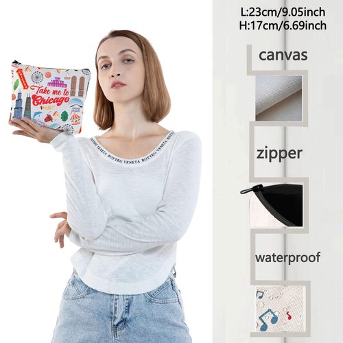WZMPA Chicago Travel Cosmetic Bag Chicago Souvenir Gifts Take Me To Chicago Zipper Pouch Bag Chicago City Merchandise (To Chicago)