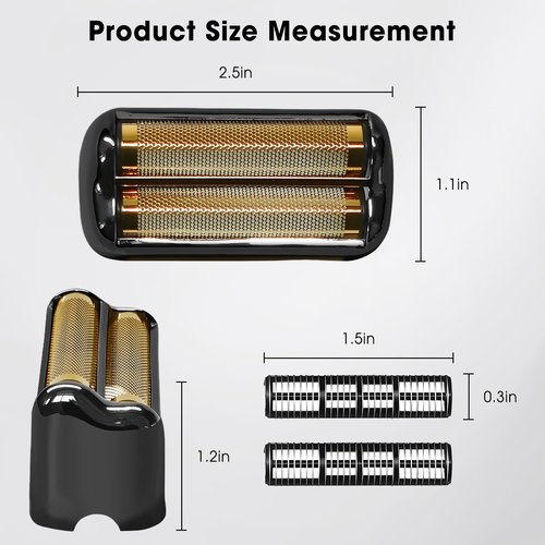 FX3 Shaver Replacement Head Compatible with BaByliss Pro FX3 Foil Shaver, Hypoallergenic Gold Foil, Black