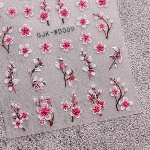 JMEOWIO 6 Sheets Flower Nail Art Stickers Decals Self-Adhesive Spring Summer Floral Nail Supplies Nail Art Design Decoration Accessories