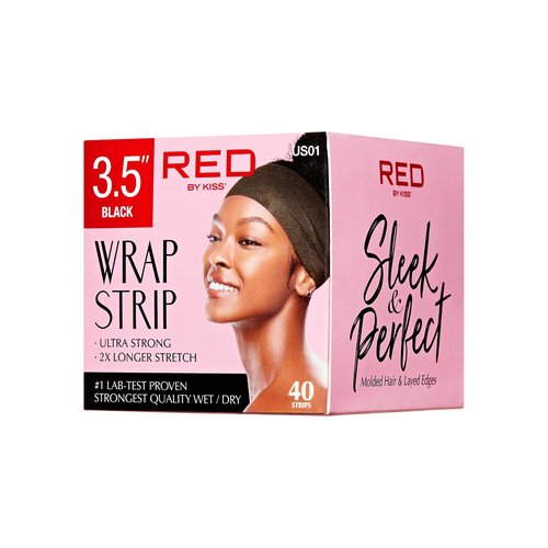 Red by Kiss Hair Wrapping Strip, Ultra Strong 2X Longer Stretch, 40 Strips, Suitable for Wet/Dry Hair, White, Styling Paper for Sleek Hairstyles (3.5", Black, 1 PACK)