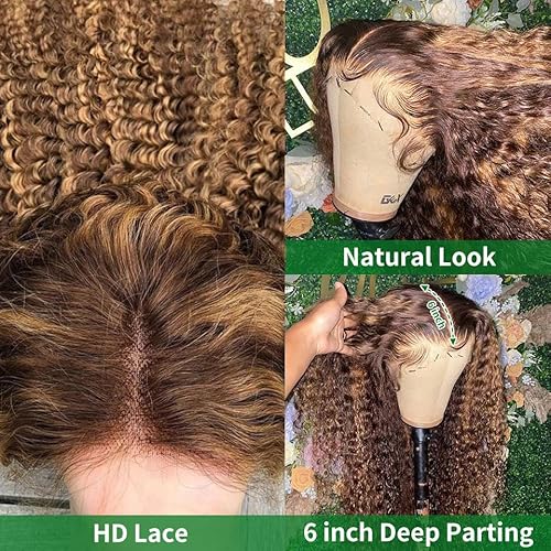 30inch Honey Blonde Wig Human Hair Deep Wave Lace Front Wigs Human Hair 13x6 highlight ombre 4/27 Hd Lace Frontal Wigs Wet And Wavy Glueless Wig Pre Plucked For Women