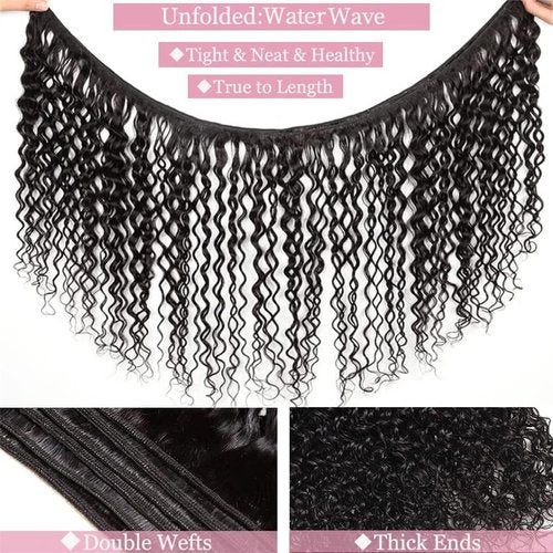 12A Grade Water Wave 1 Bundle Water Curly one Bundle Human Hair 16 Inch 100% Unprocessed Brazilian Virgin Human Hair Bundle Natural Black