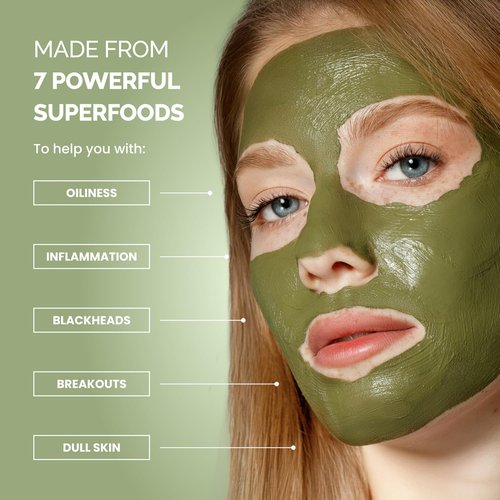 PLANTIFIQUE Korean Skincare Clay Mask – Hydrating Mud Mask with Avocado & Superfoods, Dermatologist-Tested for Face & Body – Vegan, 3.4 Oz/100ml (Pack of 2)