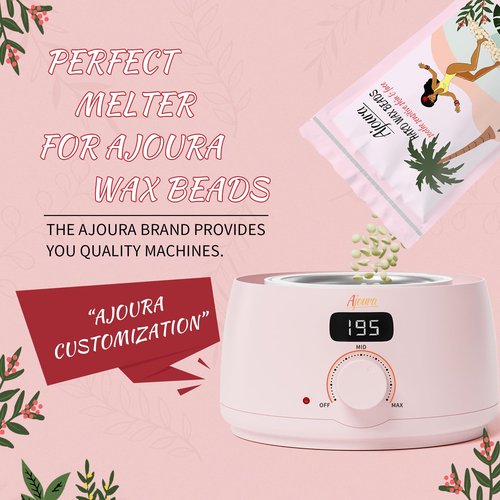Ajoura Digital Wax Warmer, 10 minutes Quick-Heat Hair Removal Kit with Precision Temp. Control, Wax Heater including 30 Waxing Sticks & 2 Pairs of Gloves, Ideal Home & Salon Use for Whole Body