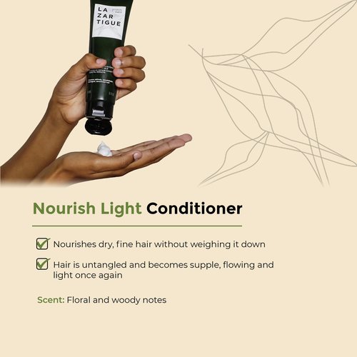 Lazartigue Nourish Light Conditioner, Botanical & Vegan, Silicone-Free, Soybean Oil Enriched, Lightweight Hydration for Dry, Fine Hair, Vegan, Sulfate & Silicone Free, 5.1 Fl Oz