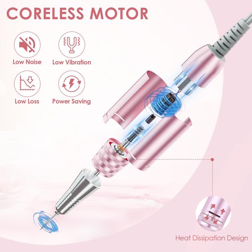 ANBEISTEE Electric Nail Drill 35000 RPM, Professional Rechargeable Nail File Kit, Nail Drill Machine, Acrylic Nail Kit for Any Manicure, Pedicure, Ideal Nail Art Tools, Designed for Salon, Home