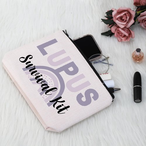 G2TUP Lupus Awareness Gift Lupus Survival Kit Makeup Bag Lupus Warrior Cosmetic Bag Lupus Support Gift Chronic Illness Gift (Lupus Survival Kit MB)
