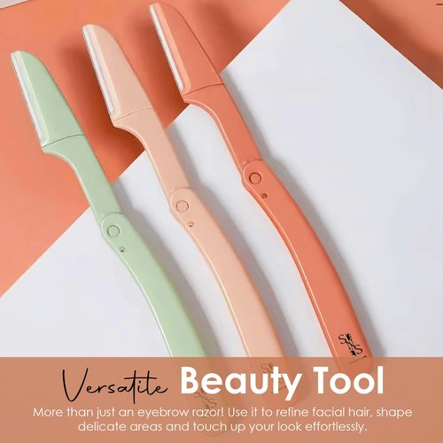 SNS Collections Eyebrow Razor - Premium Facial Hair Remover for Women, Smooth Dermaplaning Tool, Gentle & Safe, Stainless Steel, Compact Design for Travel & Daily Use (3-Pack)