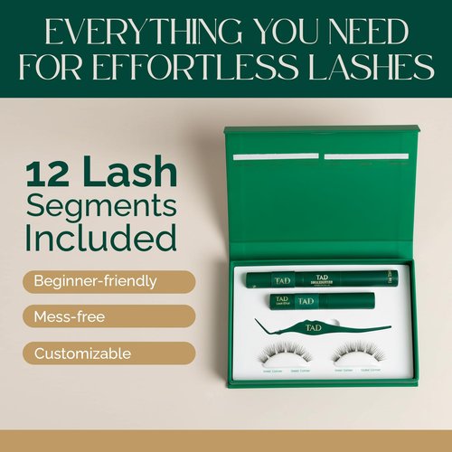 TAD Beauty Bliss Lash Clusters Kit - Wispy Lash Clusters Airy 8-14 mm C Curl DIY Lash Extension Kit Eyelash Clusters False Eyelashes Individual Lashes Natural Look Lash Kit- Bond, Seal, Tweezer (Mini)