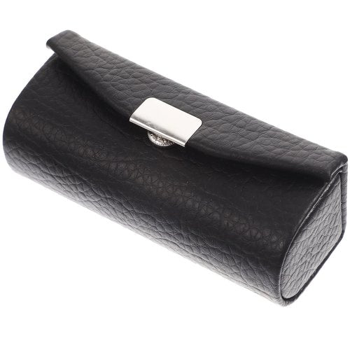 Beavorty Purse Holder PU Leather Lipstick Case with Mirror Lipstick Holder Portable Lip-Balm Organizer Travel Cosmetic Containers for Lip-Balm Gloss Black Small Stand