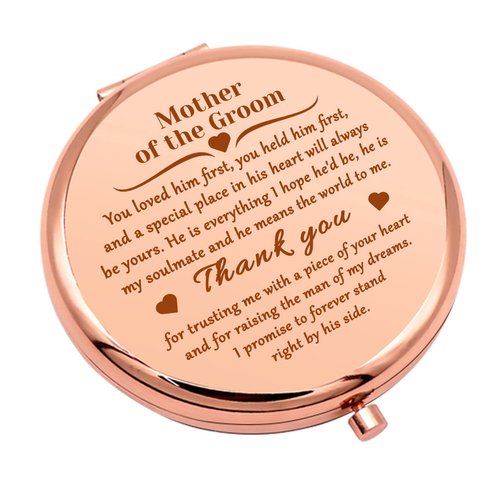 Mwphuy Compact Makeup Mirror for Mother of The Groom, Tabletop Mount, 2.6 inches, Rose Gold
