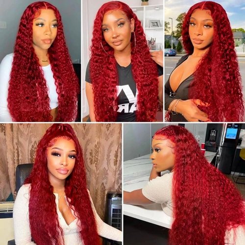 Red Bundles Human Hair Deep Wave Bundles 28 28 28 Inch Unprocessed Brazilian Virgin Remy Hair Wine Red 3 Bundle Burgundy Deep Wave Human Hair Extensions 50 Gram Per Bundle
