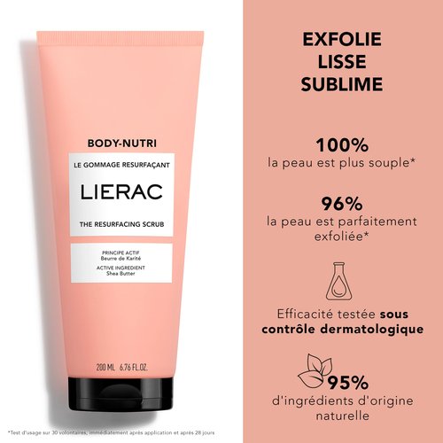 Lierac The Resurfacing Body Scrub - Triple-Action Exfoliator with Almond Shell Powder, Brown Sugar & Shea Butter Exfoliating Body Scrub for Women - 200ml