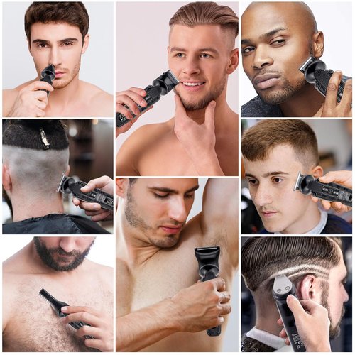 Hatteker Beard Trimmer for Men Mustache Trimmer T-Blade Beard Grooming Kit Hair Clipper Electic Razor Shavers Cordless Waterproof Nose Body Trimmer 8 in 1 Adjustable Speed