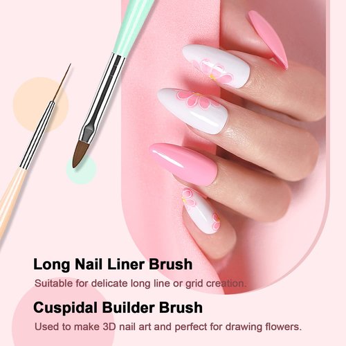 RARJSM Nail Art Gel Liner 12 Color Painted Gel Nail Polish Set and 6pcs Nail Brushes Set with Pen Holder Dotting Painting Design Tools