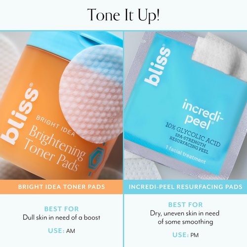 Bright Idea Vitamin C + Peptide Toner Pads | 12% Hydration + Brightening Complex for Radiant, Smooth Skin | Helps Reduce Look of Dark Spots & Support Firmness - 70 pads