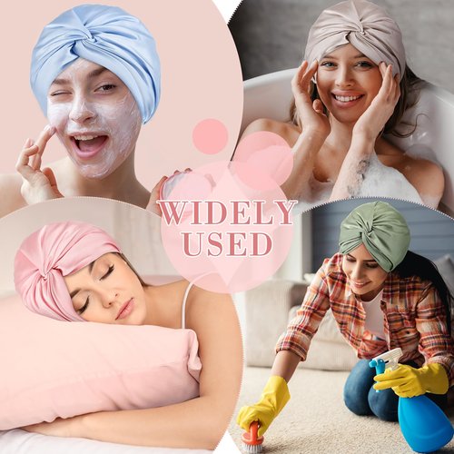 Maiteenly 4 Pcs Silk Satin Bonnet for Sleeping Double Layer Hair Wrap Night Sleep Cap Turban for Women Gift Long Curly Straight Hair(Light Color)