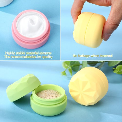 Maxcheck 4 Pcs Travel Containers for Toiletries, Silicone Cream Jars, Small Leak Proof Travel Lotion Container 0.68 oz Refillable Travel Jars with Lids for Cosmetic Makeup Face Body Hand Cream